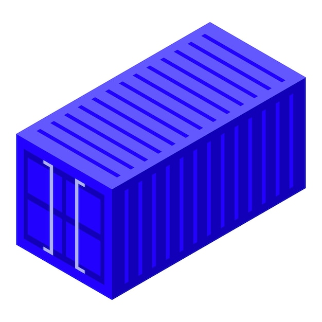 Vector blue cargo shipping container standing up in isometric view