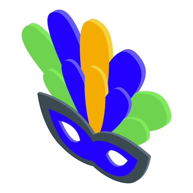 Vector blue carnival mask with colorful feathers is celebrating mardi gras