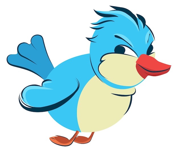 Blue cartoon bird Funny face animal character