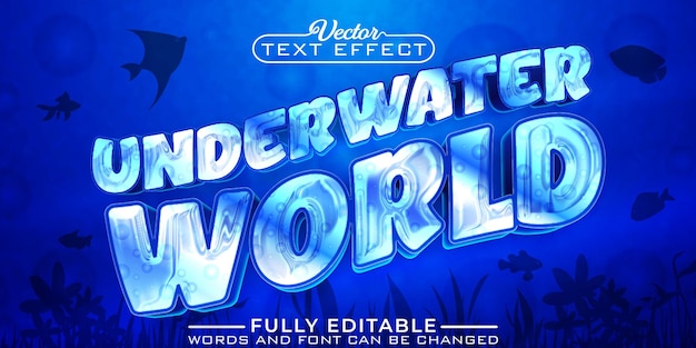 Blue Cartoon Underwater World Vector Editable Text Effect Template