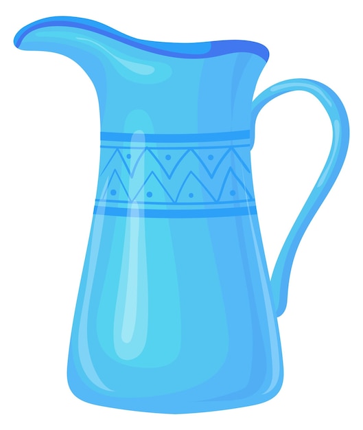 Blue ceramic jug icon Cartoon clay pitcher