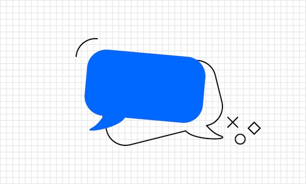 Blue Chat Quote icon Empty speech bubble line art Vector illustration