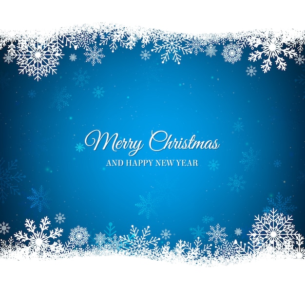 Blue Christmas background with white snowflakes border