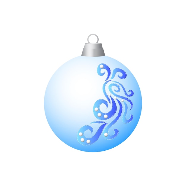 Blue Christmas ball. Isolated object on a white background