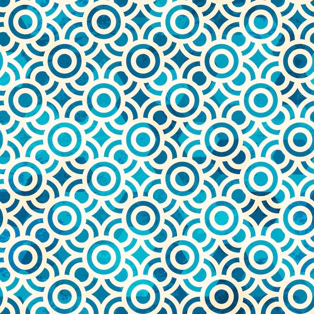 Blue circle seamless pattern with grunge effect