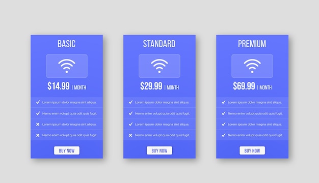 Blue Clean infographic Pricing tables and plans template