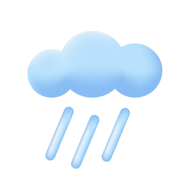 Blue cloud and heavy rain or downpour Thunder storm Weather forecast element 3d icon