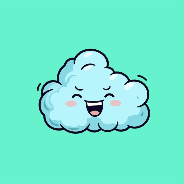 A blue cloud with a smiling face.