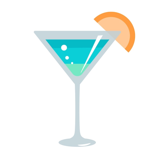 Blue Cocktail flat illustration design isolated