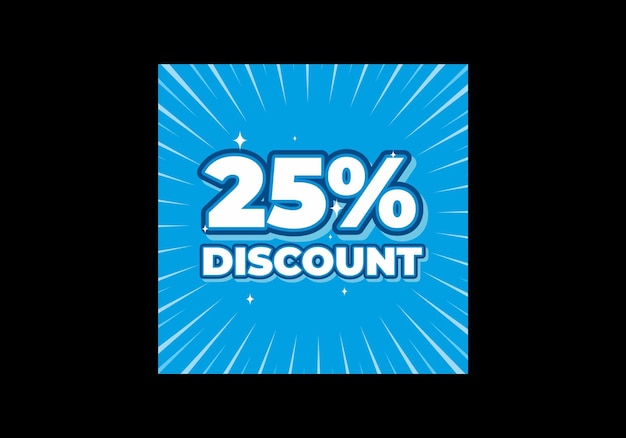 Blue color of 25 percent discount text effect