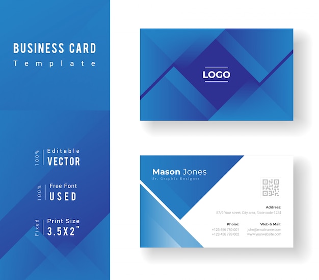 Blue Color Abstract Business card Template.