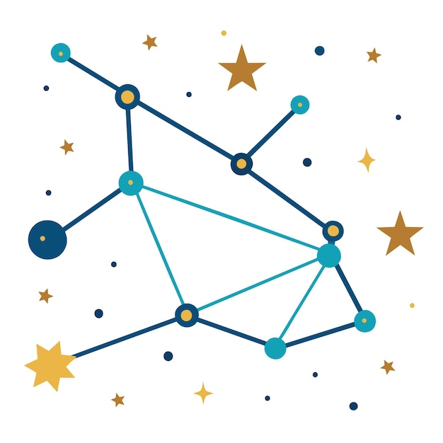 Vector a blue constellation with yellow stars and the words  the constellation