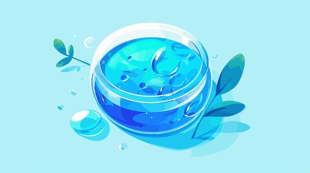 a blue container with blue liquid and a blue background