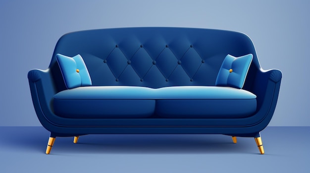 a blue couch with a blue leather sofa and a blue leather sofa