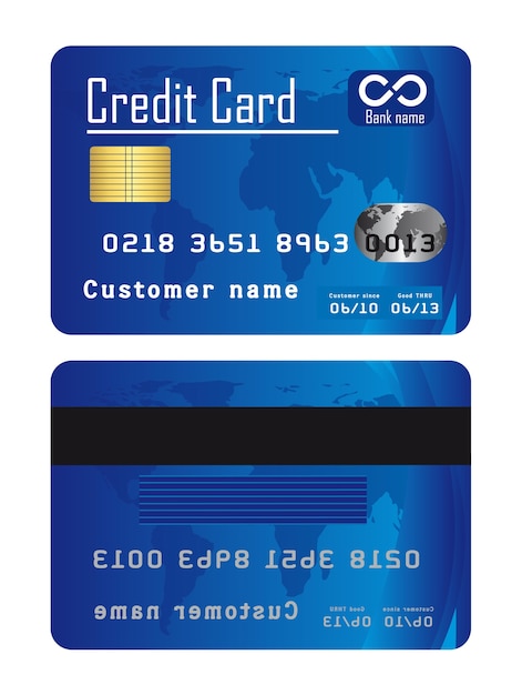 Vector blue credit cards isolated over white background vector