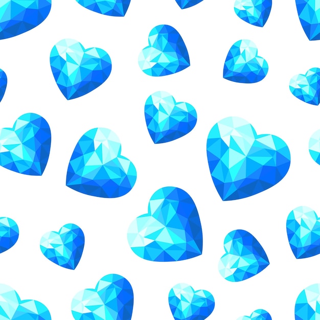 Blue crystal hearts seamless pattern Background for wallpapers gift boxes textiles papers fabri