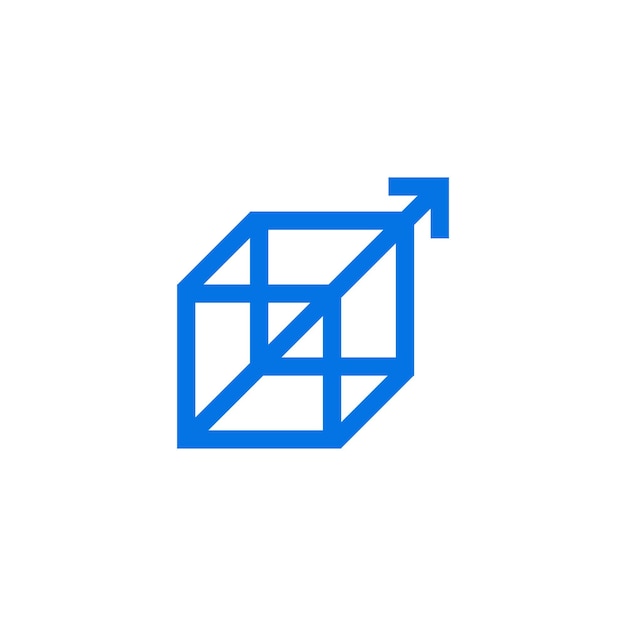 blue cube design with diagonal arrow