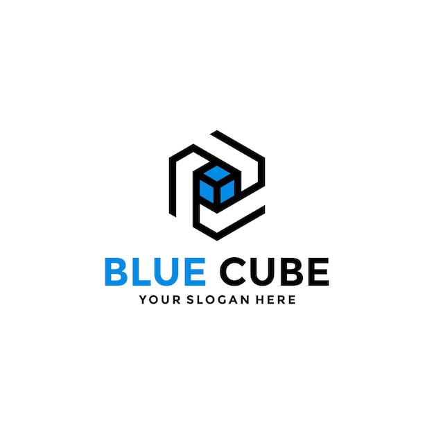 Blue Cube Logo Design Template