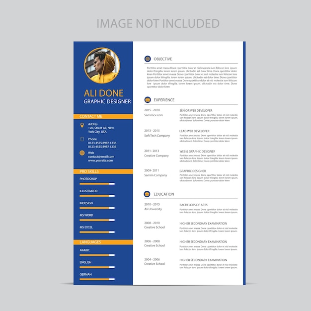 Blue curriculum vitae template