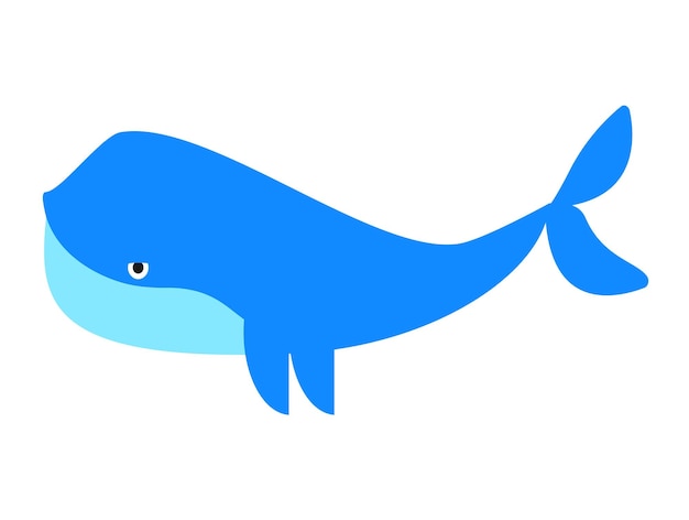 Blue cute whale isolated marine animal Vector illustration