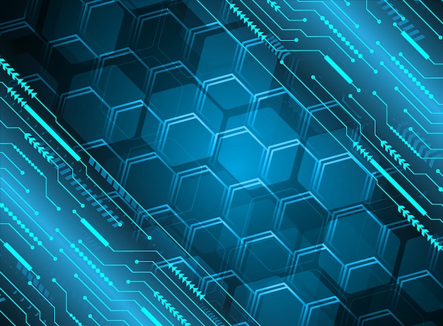 Vector blue cyber circuit future technology concept background