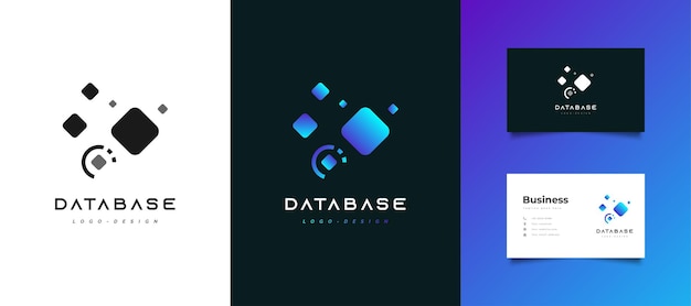 Blue Database and Technology Logo Design. Storage or Data Share Logo or Symbol