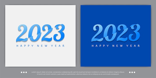 Blue design 2023 happy new year logo with vector illustration