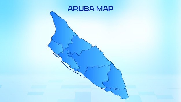 Blue detailed map of Aruba with States administrative divisions