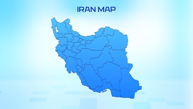 Blue detailed map of Iran with States administrative divisions