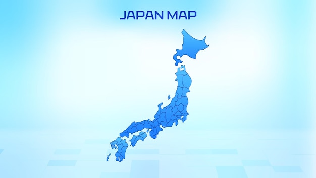 Blue detailed map of Japan with States administrative divisions