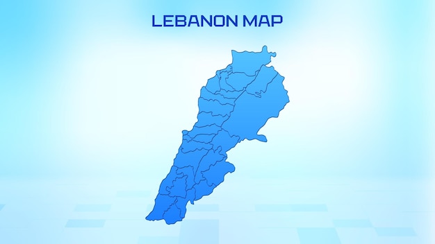 Blue detailed map of Lebanon with States administrative divisions