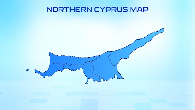 Blue detailed map of Northern Cyprus with States administrative divisions