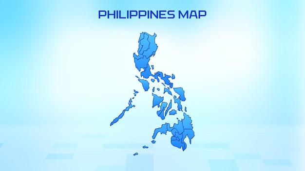 Blue detailed map of Philippines with States administrative divisions