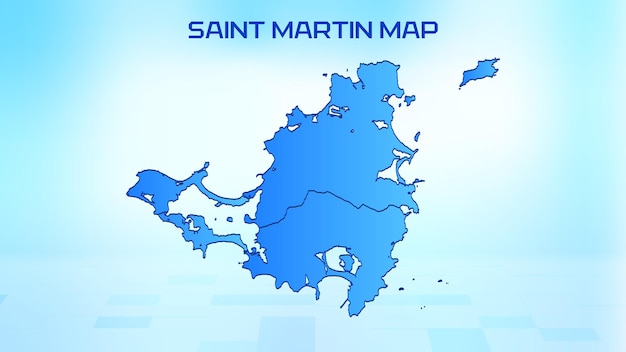 Blue detailed map of Saint Martin with States administrative divisions