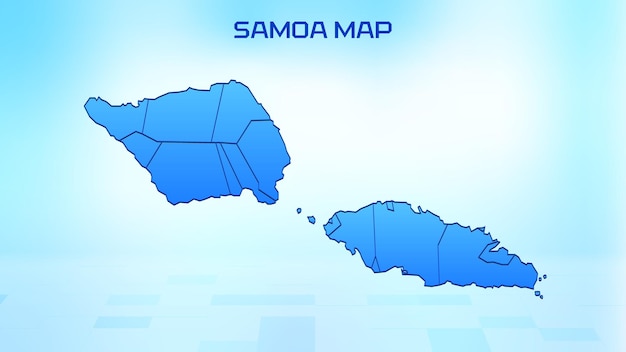 Blue detailed map of Samoa with States administrative divisions