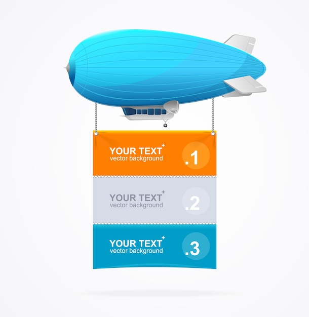 Blue Dirigible Menu Concept for Your Business. Vector illustration