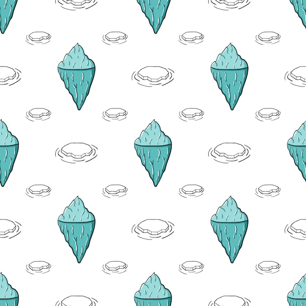 Blue doodle iceberg polar illustration seamless pattern Cold arctic wallpaper