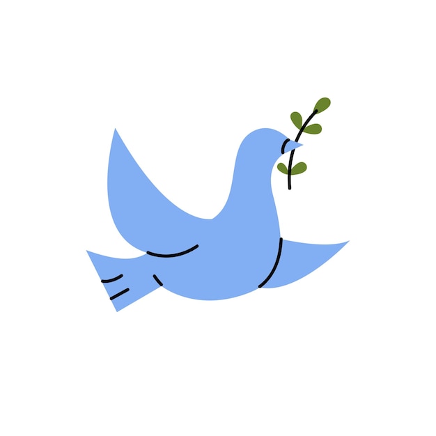 blue dove in flight holding an Olive Branch International day of peace The dove of peace