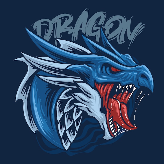 Blue dragon head illustration