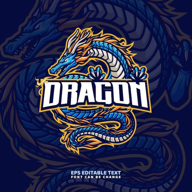 Blue Dragon Mascot logo Template