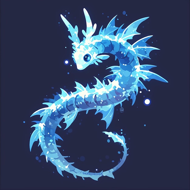 Vector blue dragon nudibranch floating on surface