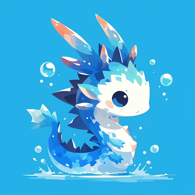 Vector blue dragon nudibranch floating on surface