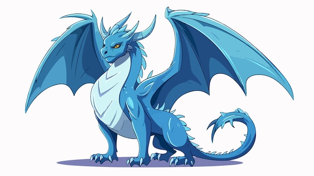 Vector a blue dragon with a white body and blue wings