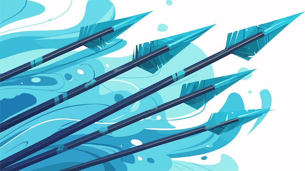 a blue drawing of chopsticks with blue water and blue bubbles