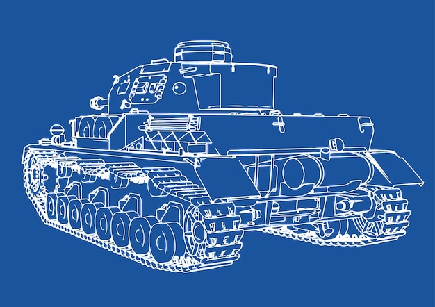 A blue drawing of a tank with the words " tank " on it.