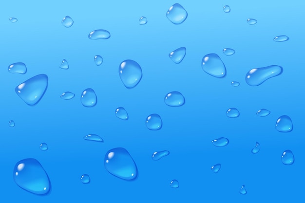 Vector blue drops background condensate glass in macro texture cold beverage concept