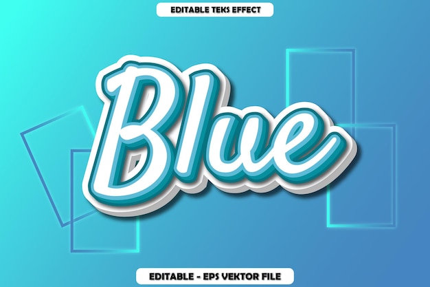 Blue Editable Text Effect 3D Flat Style Design