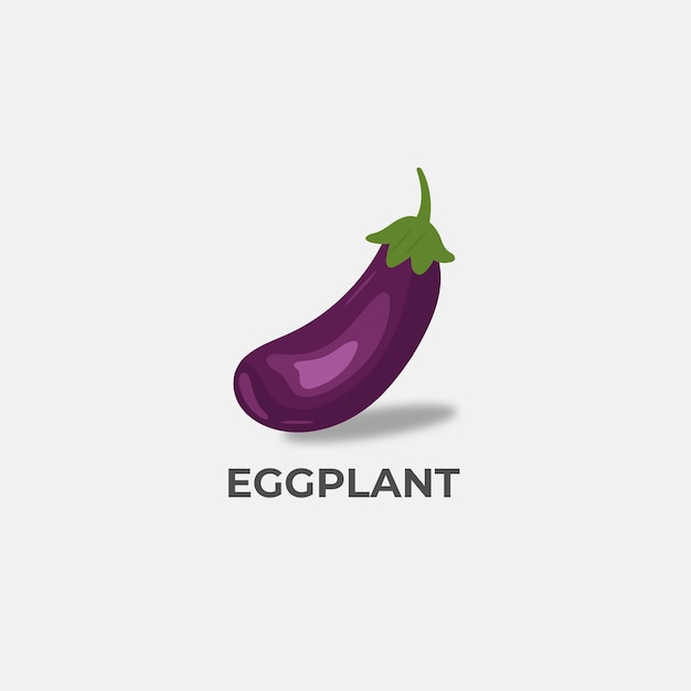 Blue eggplant vector illustration of a vegetable in a cartoon childish style isolated