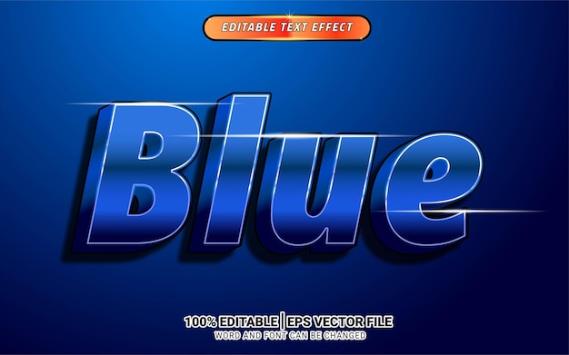 Blue elegant 3d editable text effect template design vector headline title element