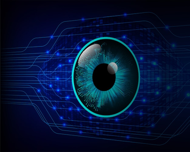 Blue eye cyber circuit future technology concept background